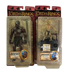 2003 Toybiz Lord Of The Rings Berserker Uruk Hai w/ Sword & Sméagol Lot Of 2!!!!